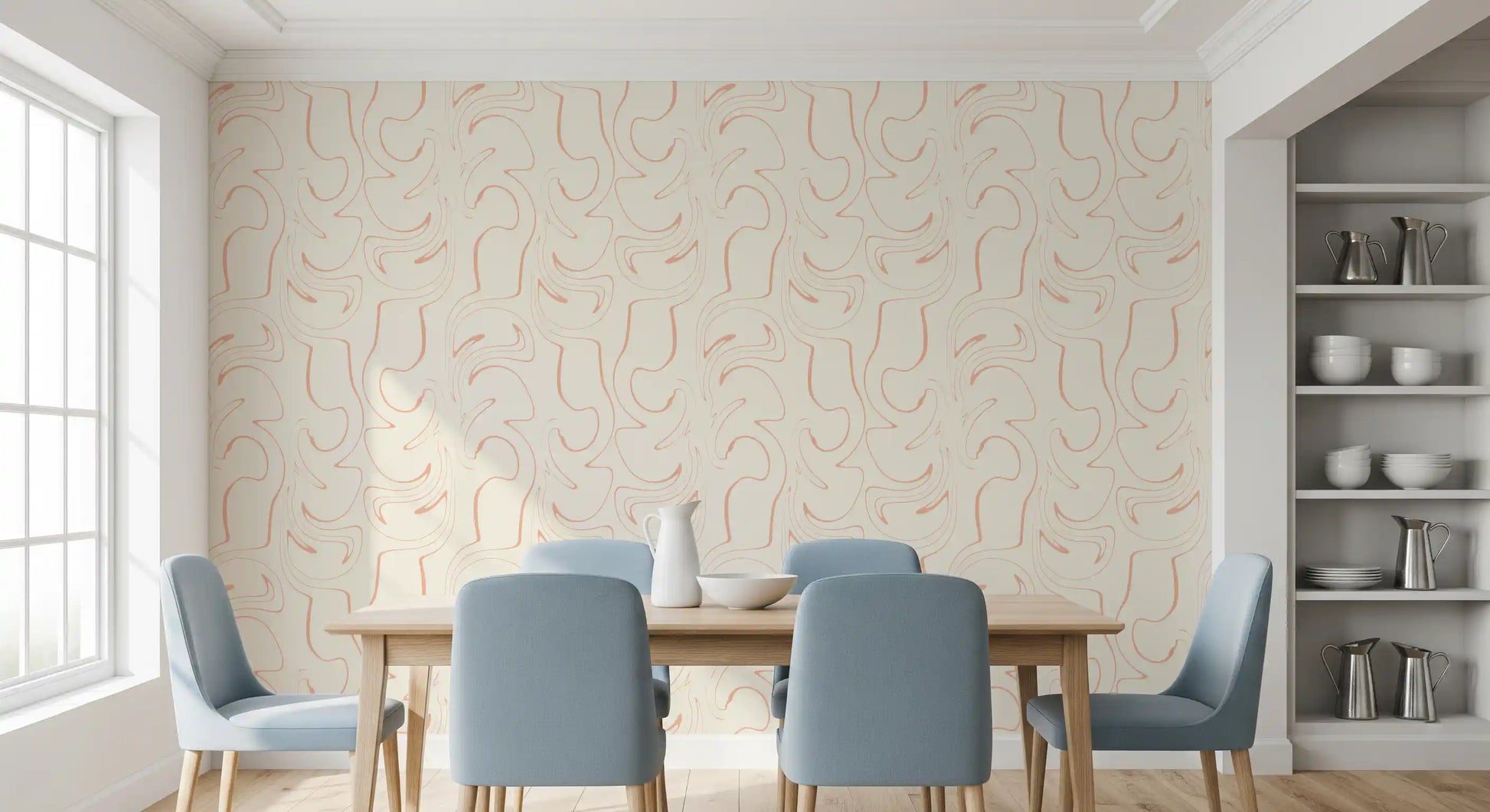 Soft Blush Swirls Wallpaper⁠