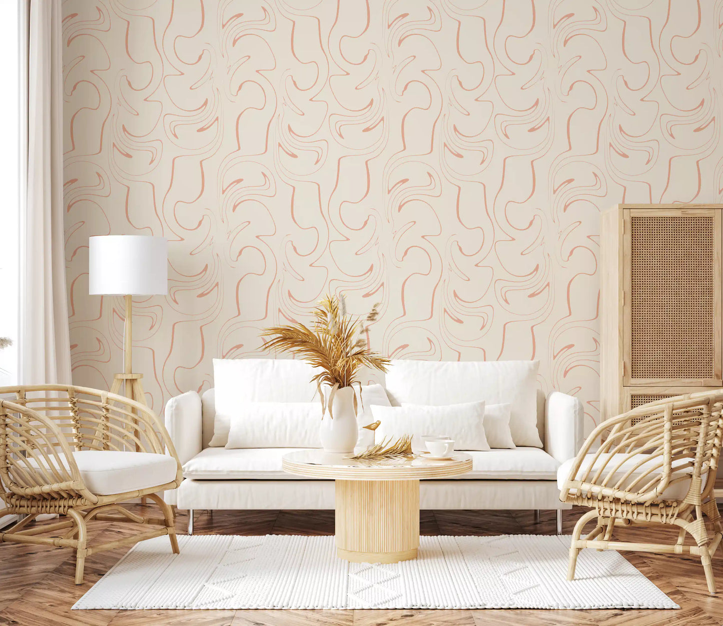Soft Blush Swirls Wallpaper⁠