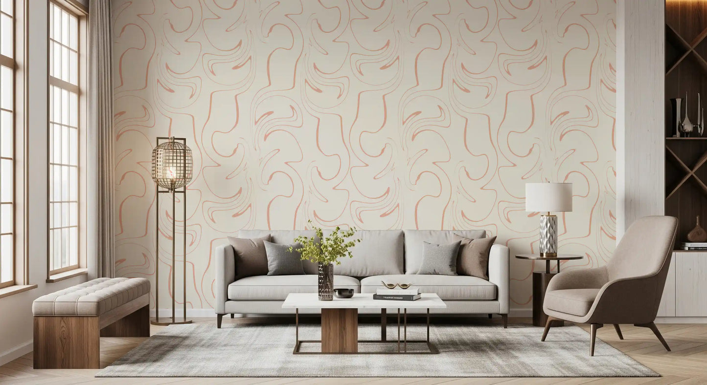 Soft Blush Swirls Wallpaper⁠