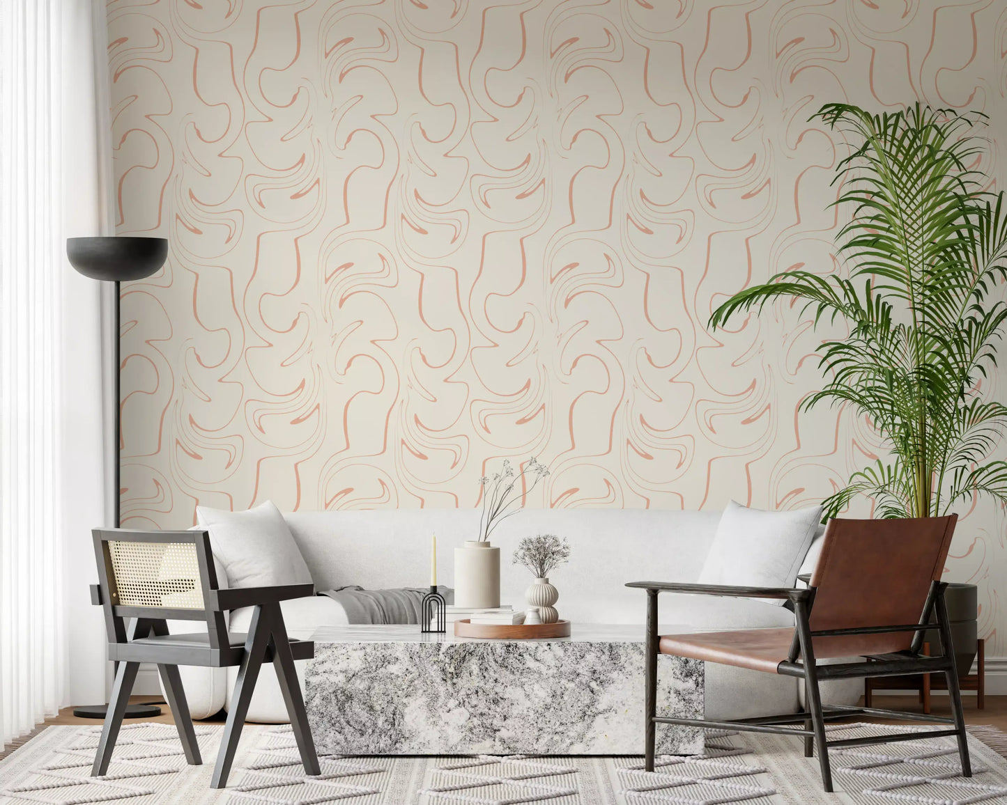 Soft Blush Swirls Wallpaper⁠