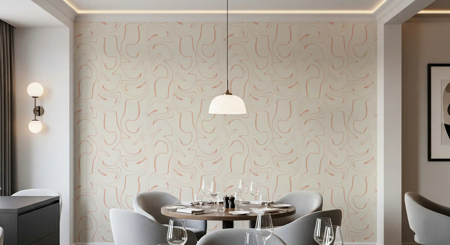 Soft Blush Swirls Wallpaper⁠