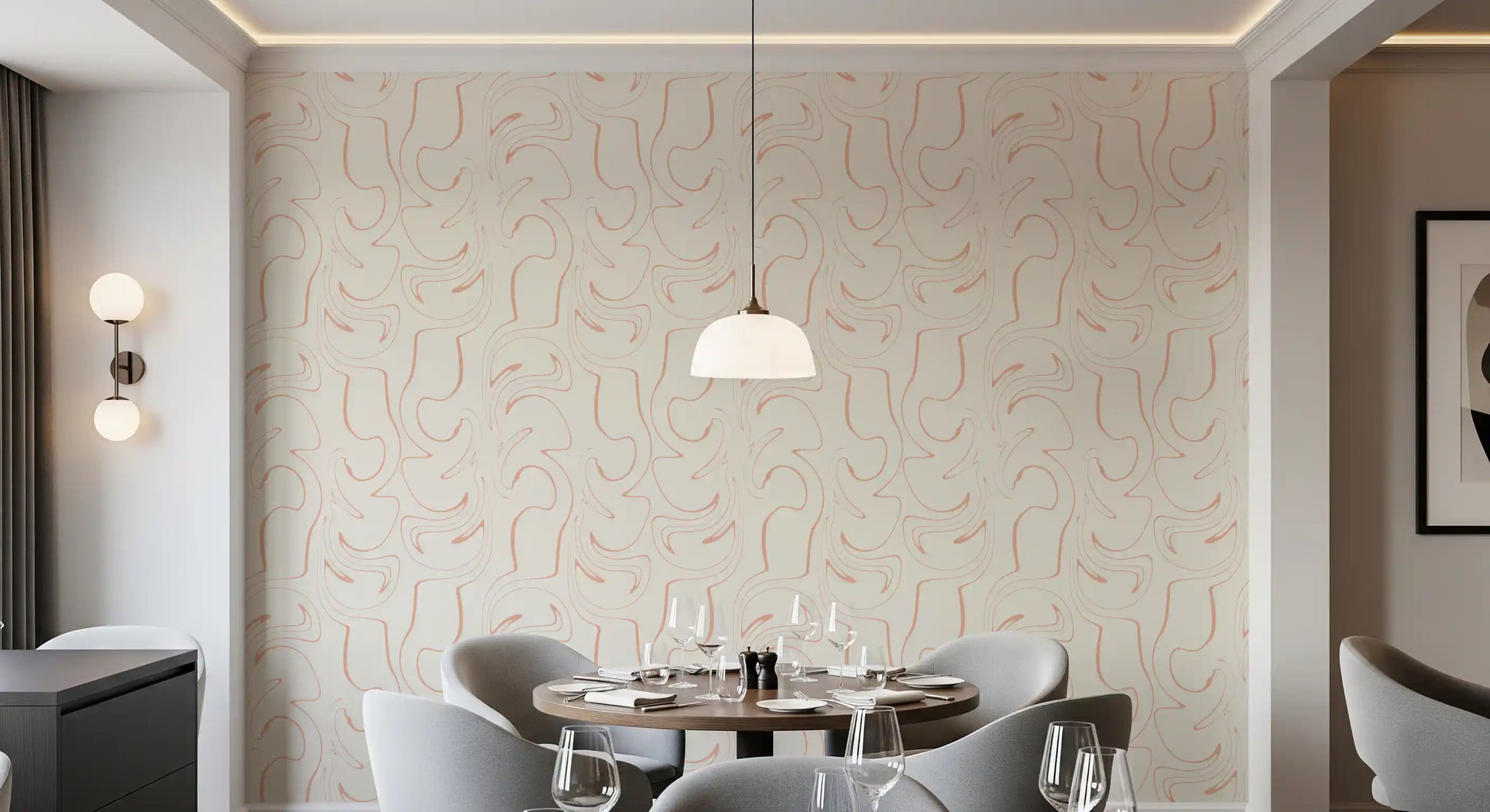 Soft Blush Swirls Wallpaper⁠