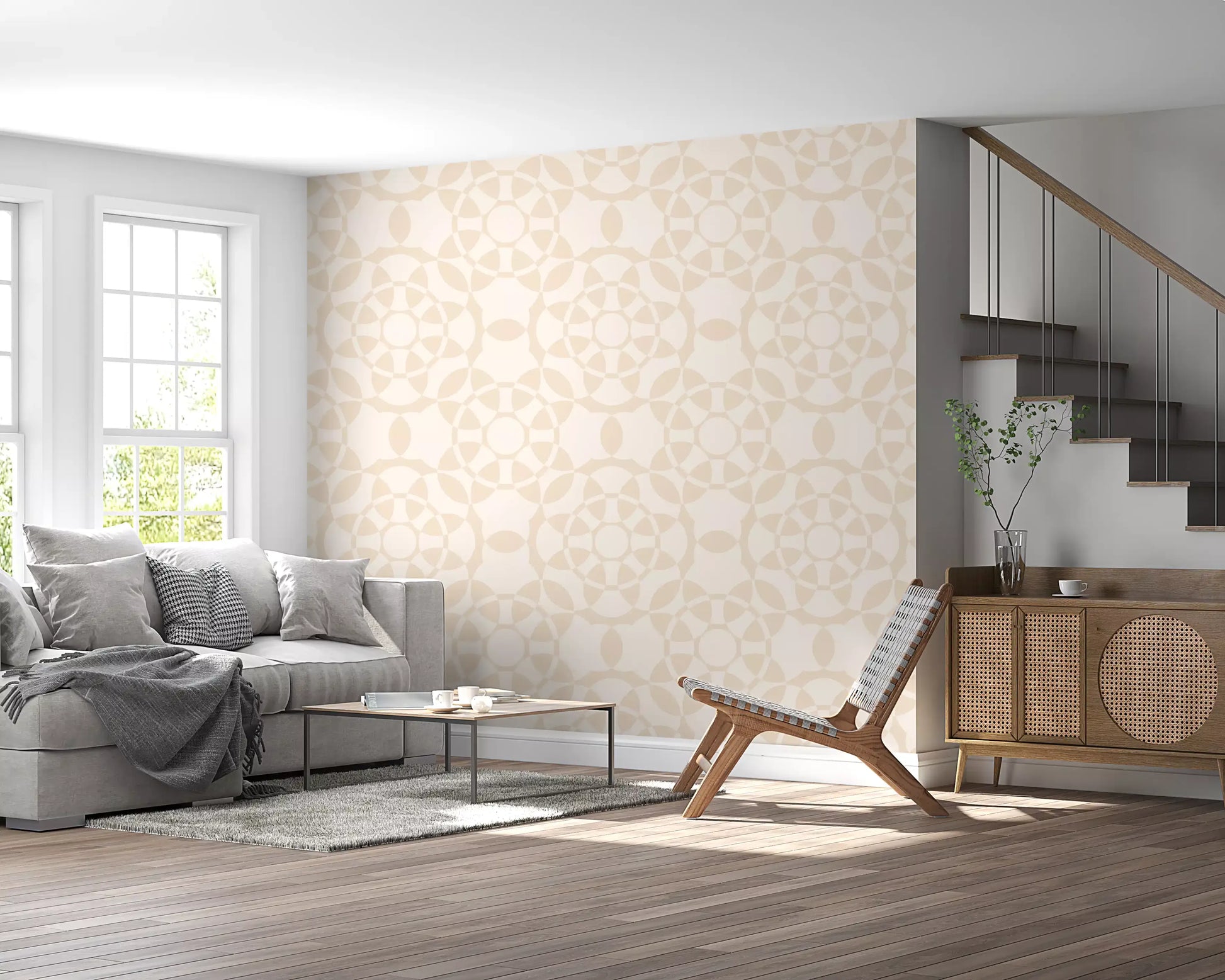 Cream Geometric Arcs Wallpaper⁠
