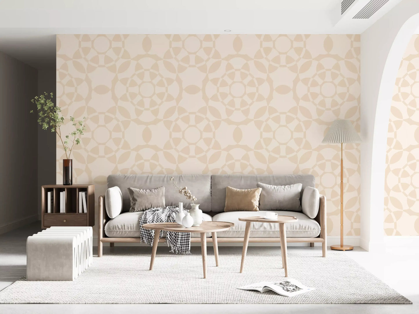 Cream Geometric Arcs Wallpaper⁠