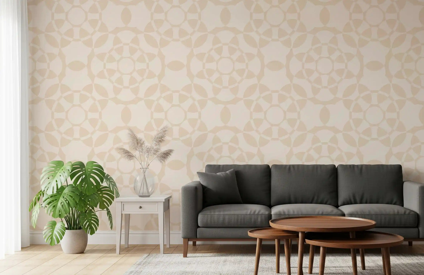 Cream Geometric Arcs Wallpaper⁠