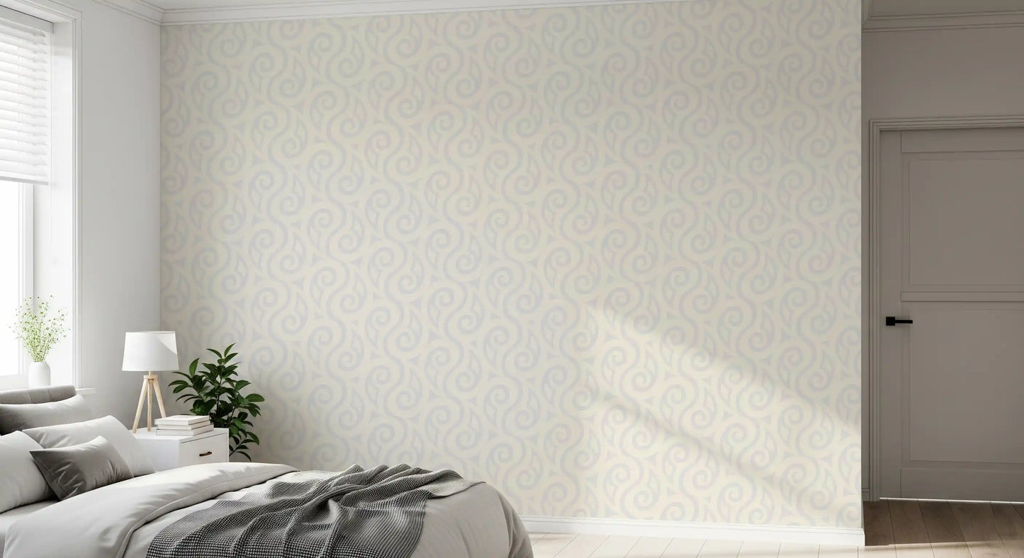 Cream and Grey Swirl Pattern Wallpaper⁠