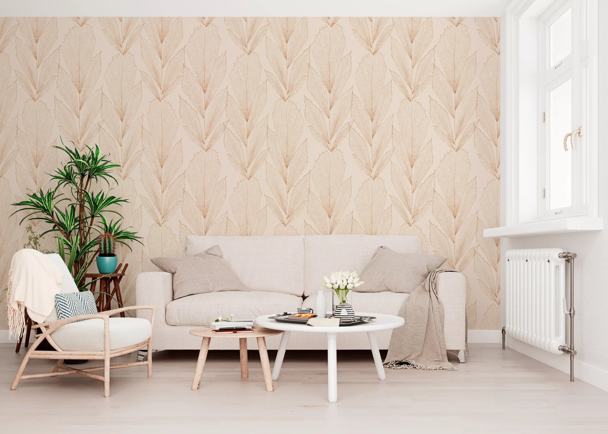 Earthy Botanical Line Art Wallpaper⁠