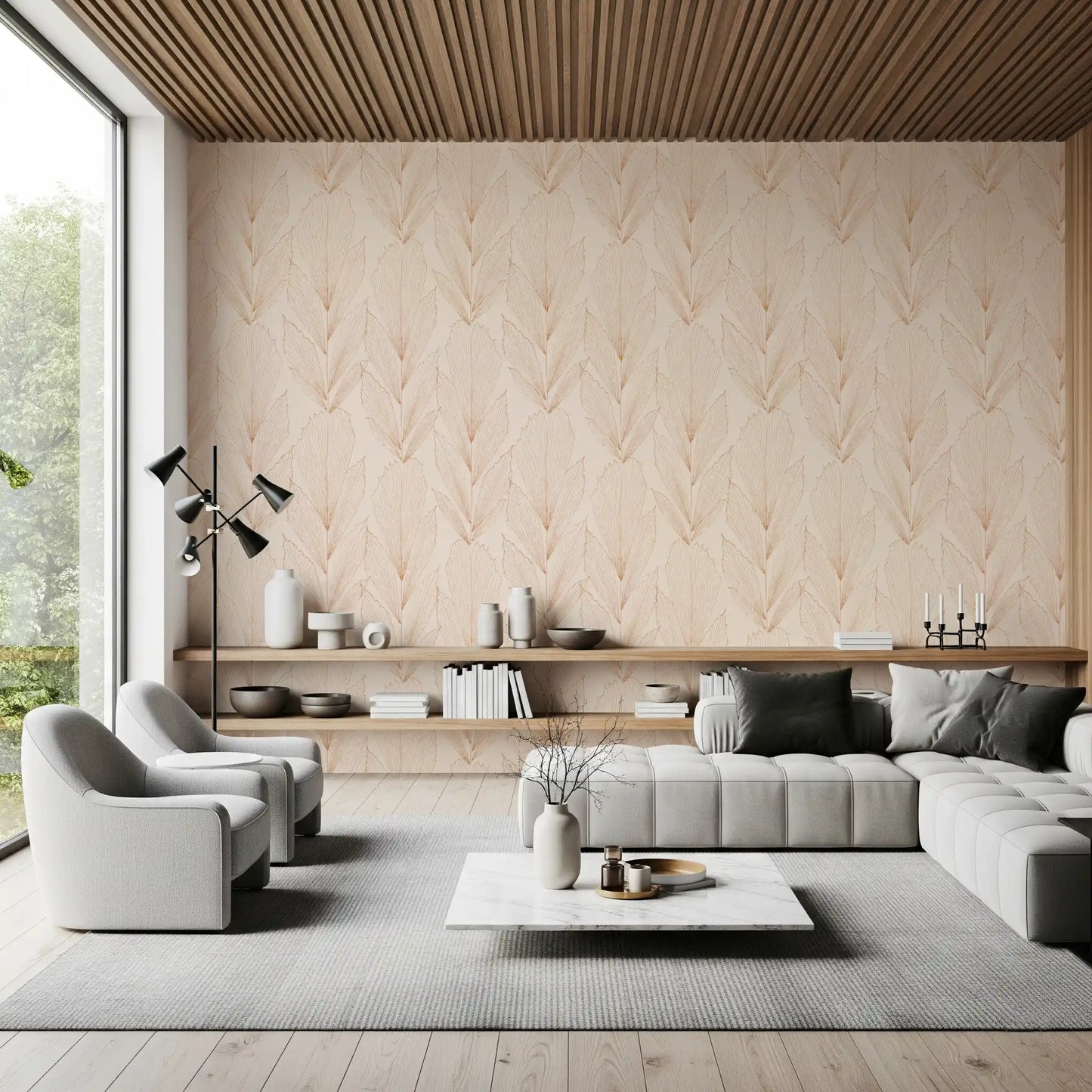 Earthy Botanical Line Art Wallpaper⁠
