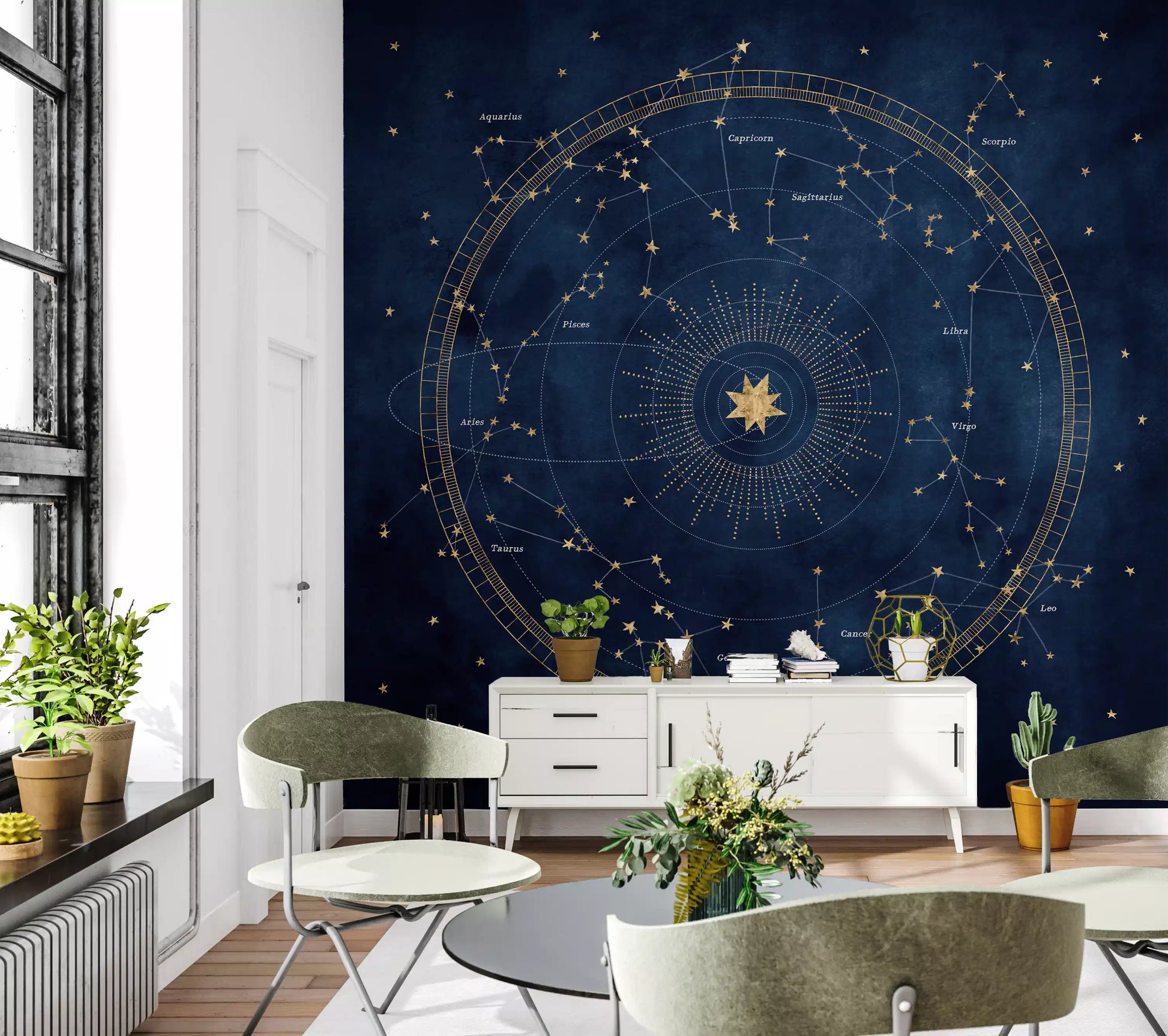 Cobalt Astro Wheel Wall Mural