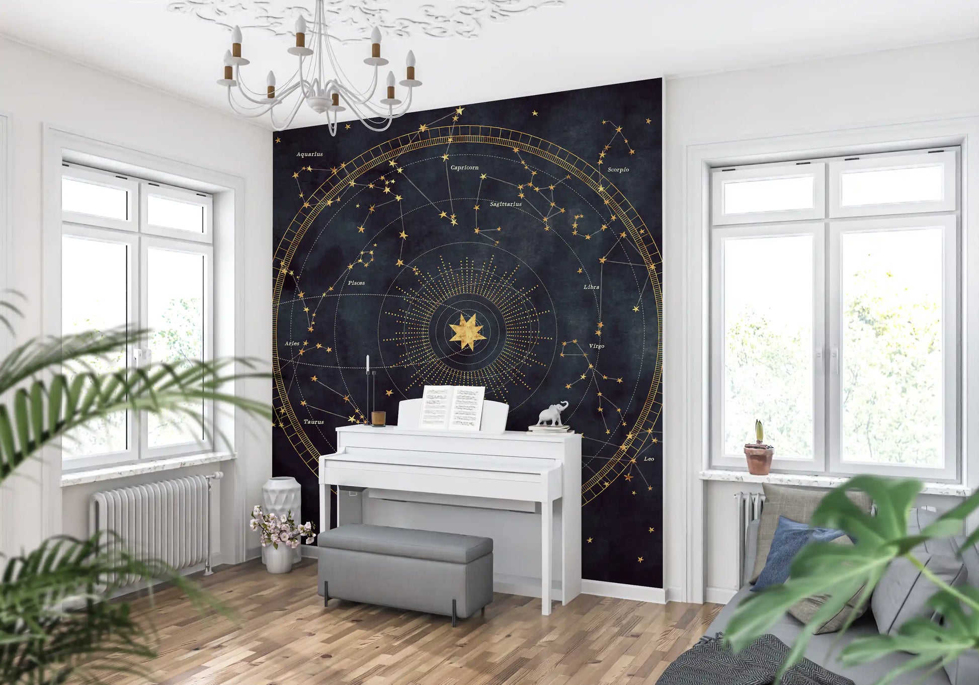 Indigo Astro Wheel Wall Mural