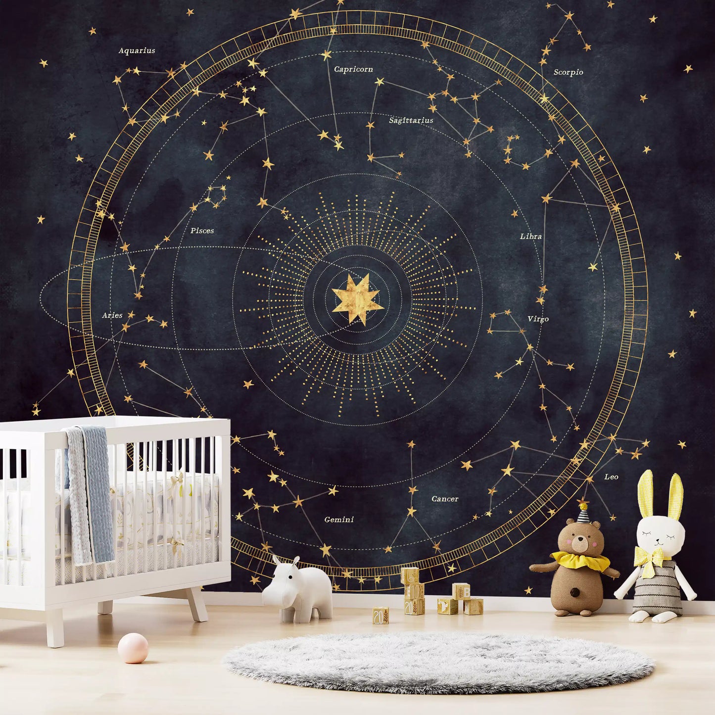 Indigo Astro Wheel Wall Mural