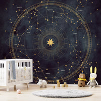Indigo Astro Wheel Wall Mural