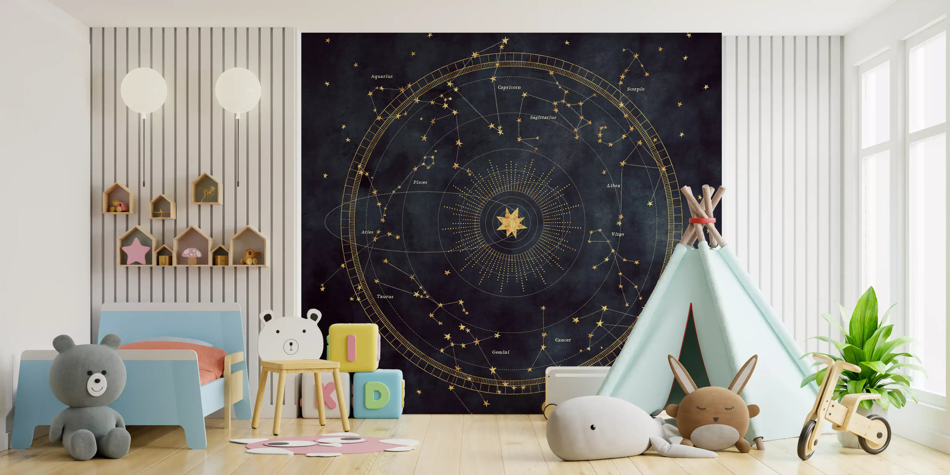 Indigo Astro Wheel Wall Mural