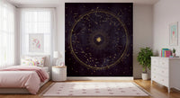 Purple celestial mural in a cosy child's bedroom GD12716