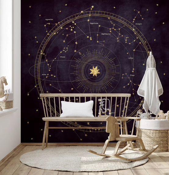 Eggplant Astro Wheel Wall Mural