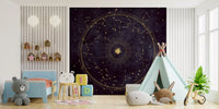 Purple and gold star map mural in a playful toddler room GD12716