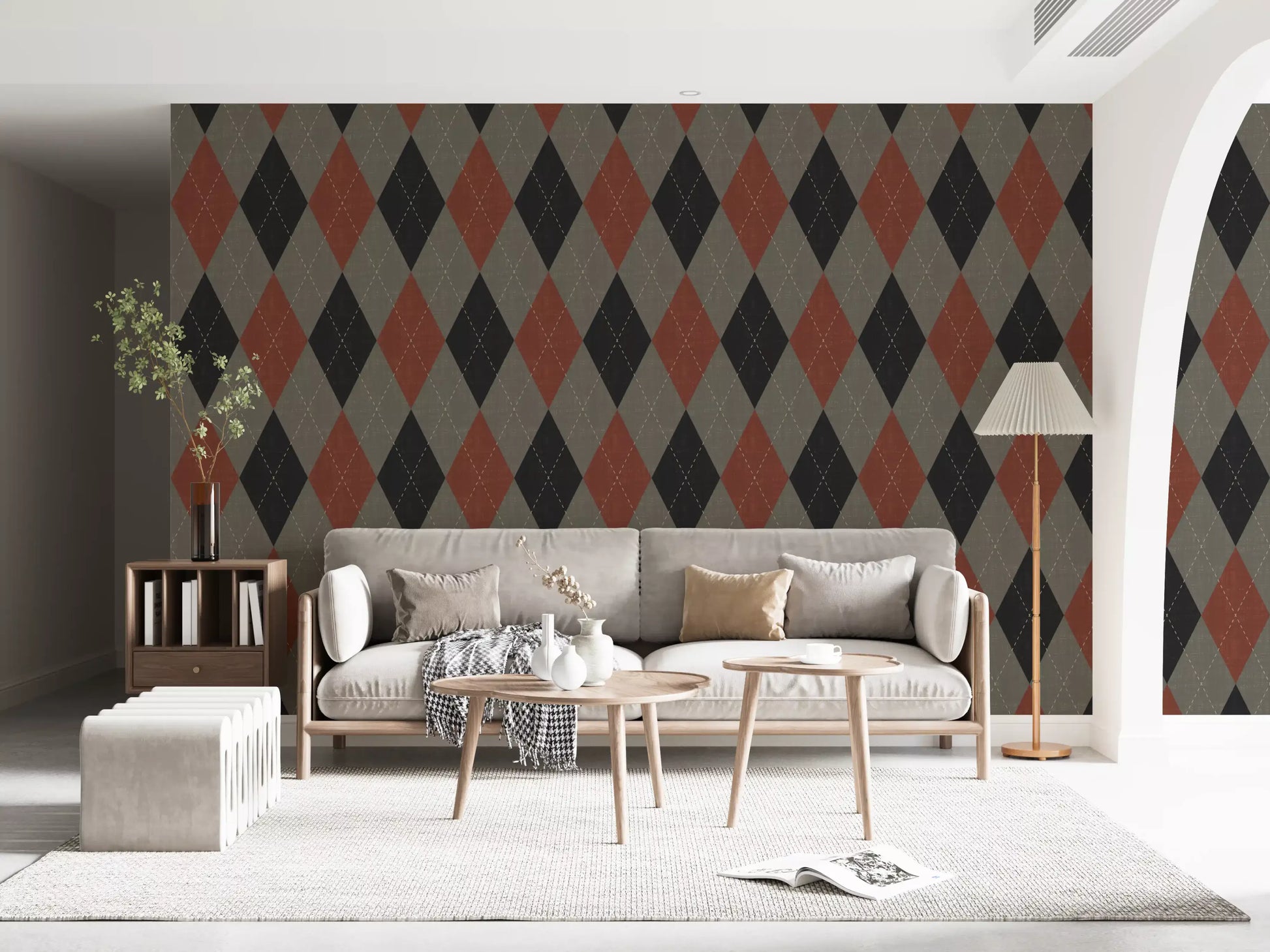 Winter Heritage - Argyle Harlequin Geometric Timeless - Deep Bold Shade Wallpaper⁠