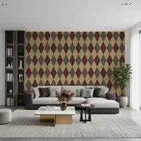 Winter Heritage - Argyle Harlequin Geometric Timeless - Rich Warm Tones Wallpaper⁠