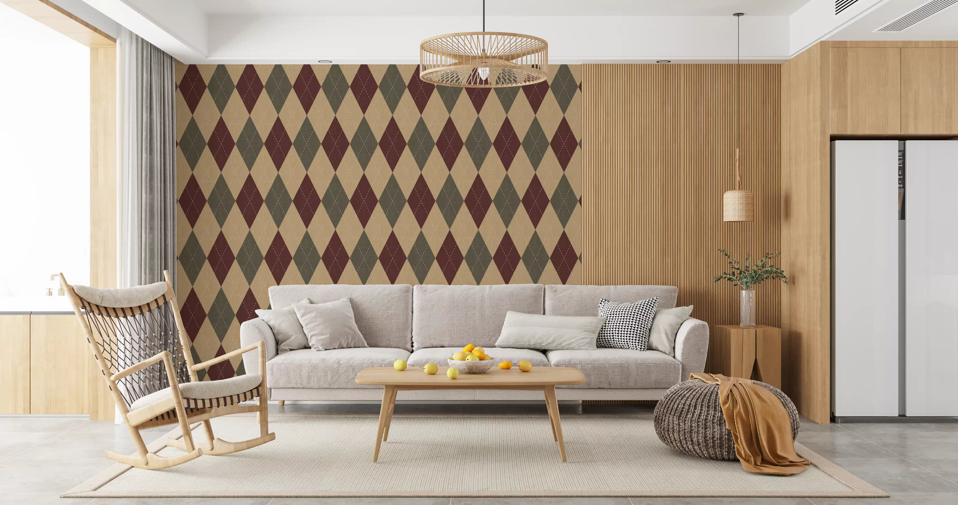 Winter Heritage - Argyle Harlequin Geometric Timeless - Rich Warm Tones Wallpaper⁠