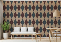 Winter Heritage - Argyle Harlequin Geometric Timeless - Crisp Cool Tone Wallpaper⁠