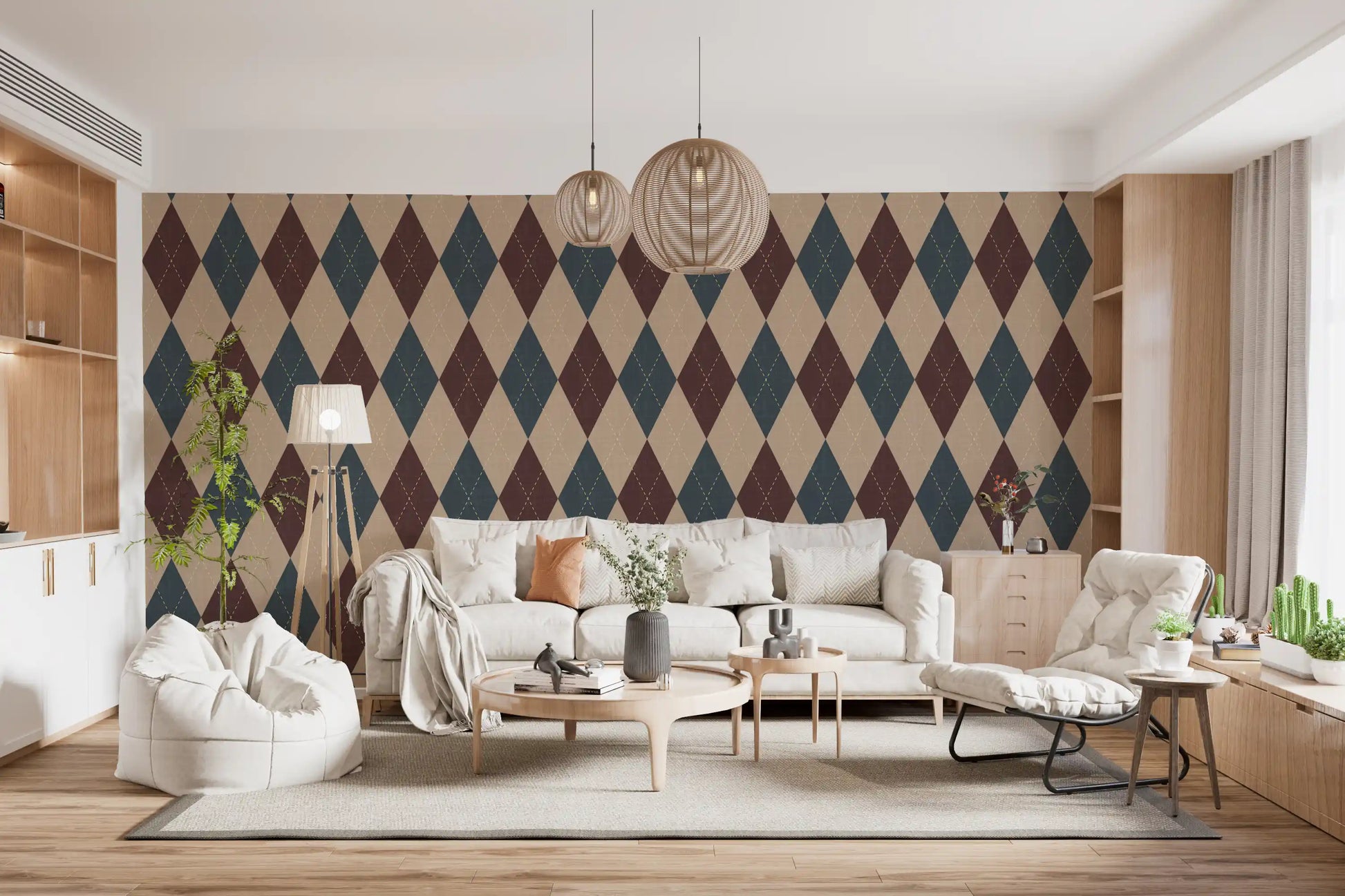 Winter Heritage - Argyle Harlequin Geometric Timeless - Crisp Cool Tone Wallpaper⁠