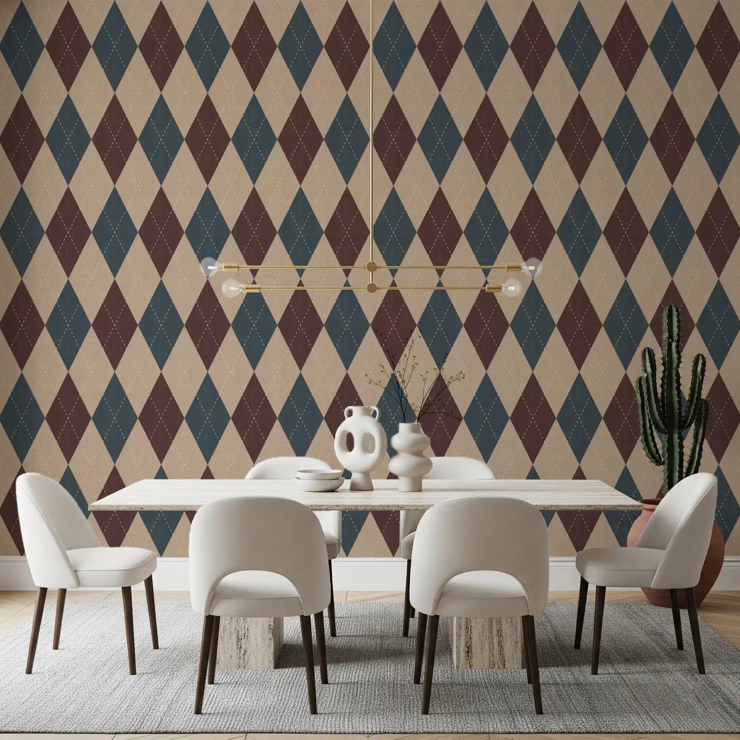 Winter Heritage - Argyle Harlequin Geometric Timeless - Crisp Cool Tone Wallpaper⁠