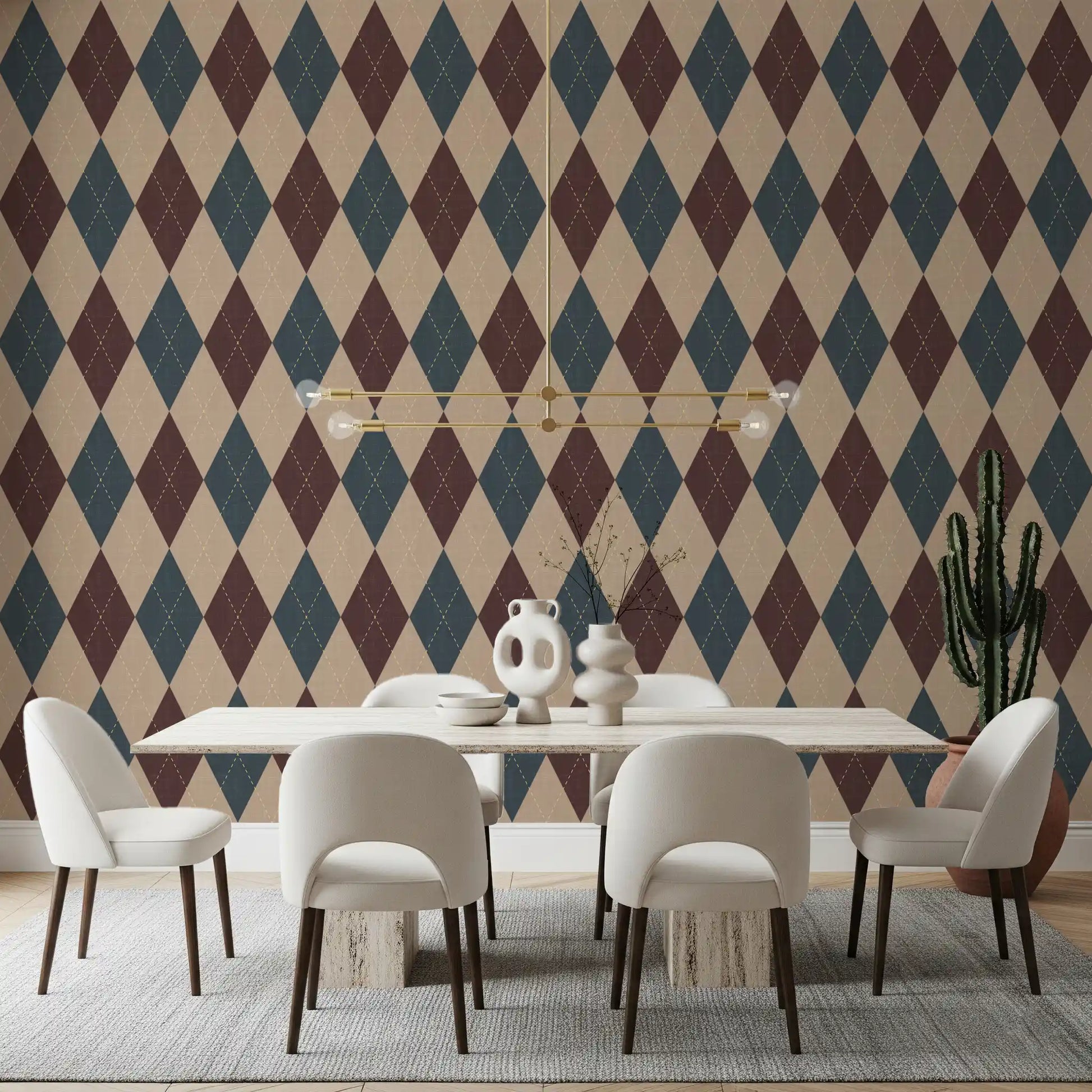 Winter Heritage - Argyle Harlequin Geometric Timeless - Crisp Cool Tone Wallpaper⁠