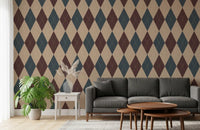 Winter Heritage - Argyle Harlequin Geometric Timeless - Crisp Cool Tone Wallpaper⁠