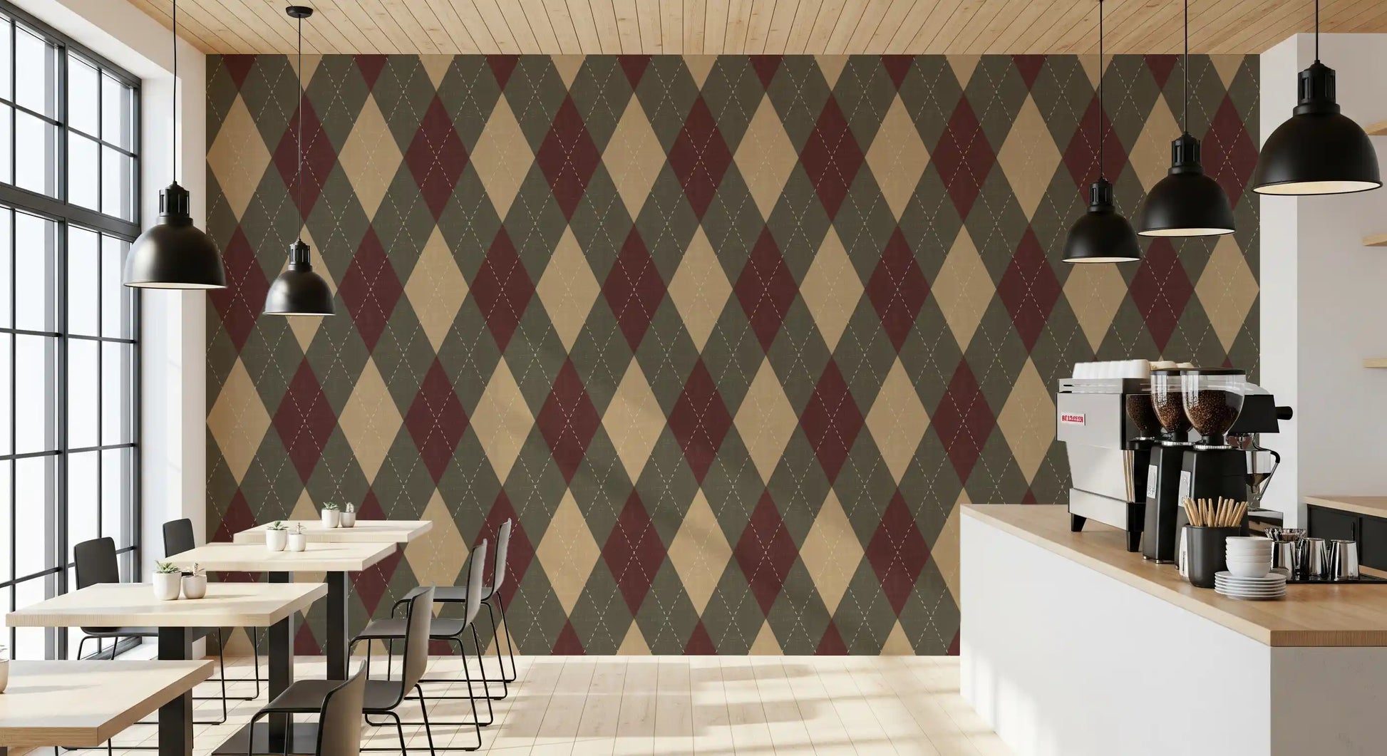 Winter Heritage - Argyle Harlequin Classic Diamond - Rich Warm Tones Wallpaper⁠