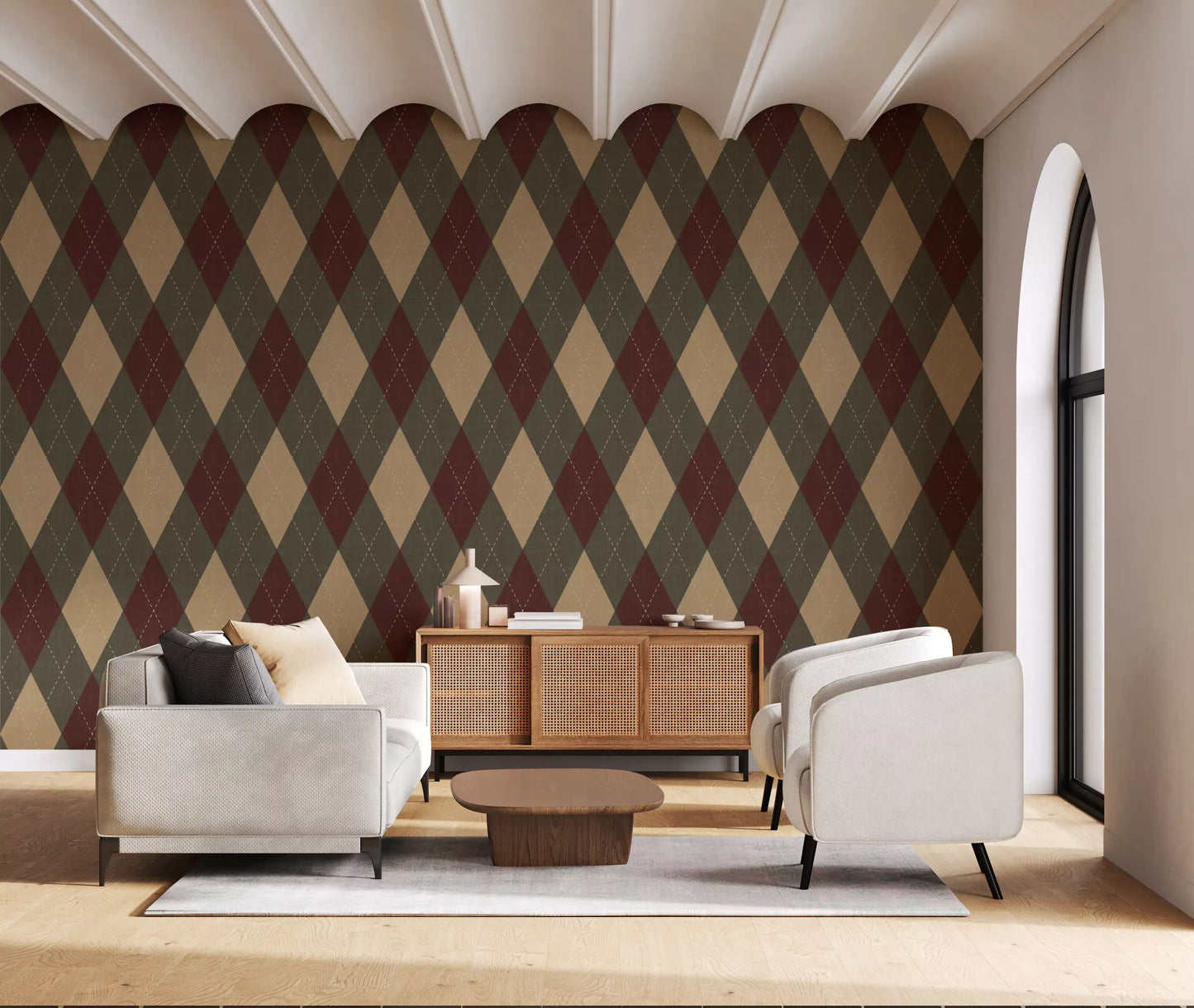 Winter Heritage - Argyle Harlequin Classic Diamond - Rich Warm Tones Wallpaper⁠