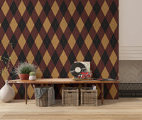 Winter Heritage - Argyle Harlequin Classic Diamond - Dark Moody Mix Wallpaper⁠