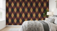 Winter Heritage - Argyle Harlequin Classic Diamond - Dark Moody Mix Wallpaper⁠