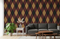 Winter Heritage - Argyle Harlequin Classic Diamond - Dark Moody Mix Wallpaper⁠