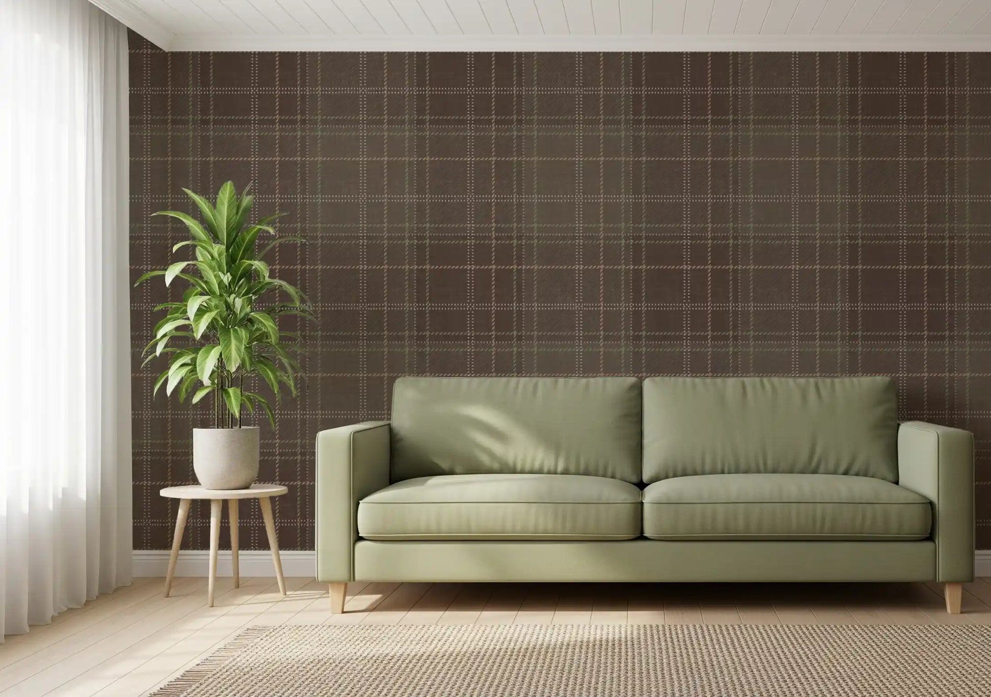 Winter Heritage - Tartan Checkerboard Plaid Block - Soft Taupe Blend Wallpaper⁠