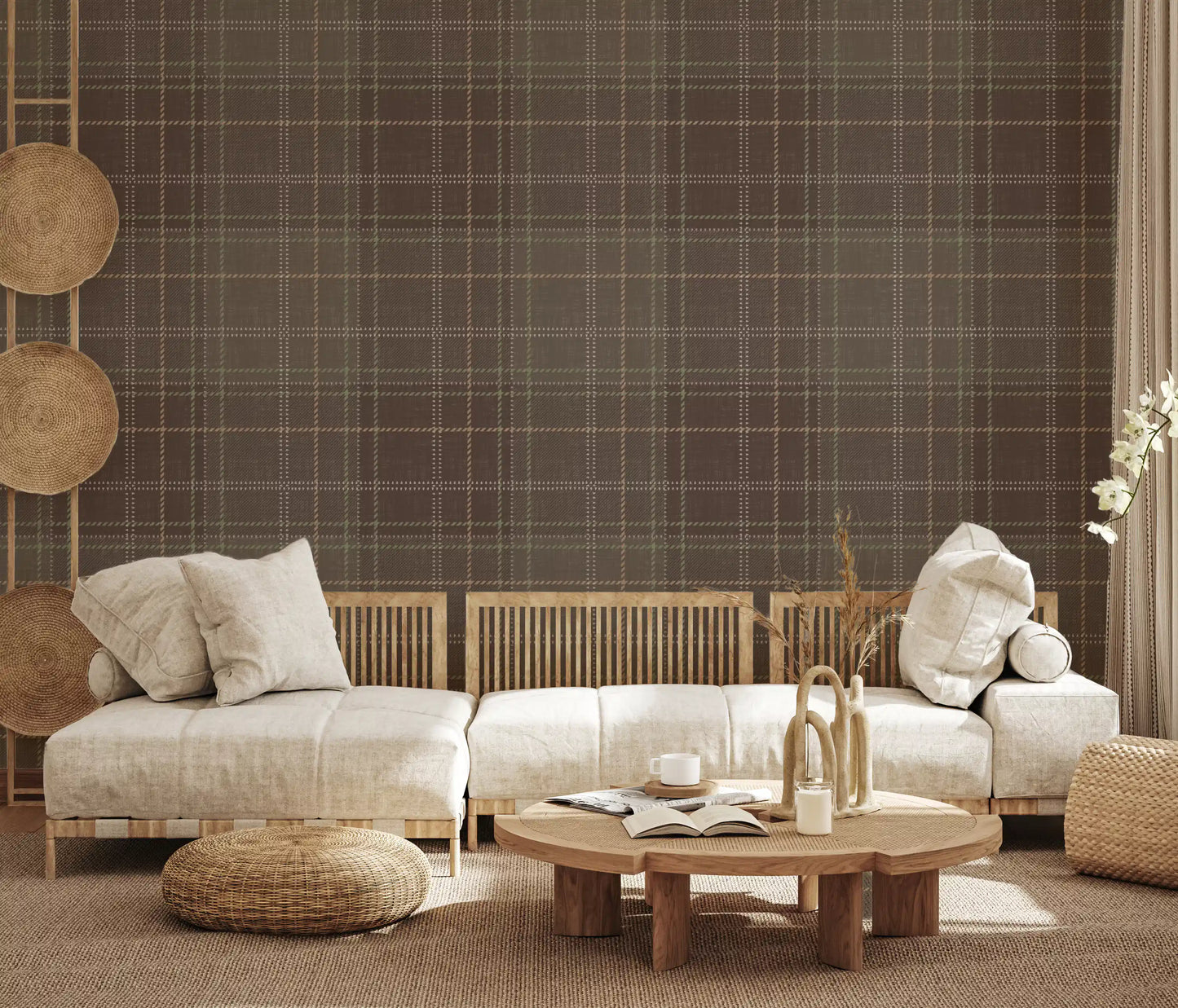 Winter Heritage - Tartan Checkerboard Plaid Block - Soft Taupe Blend Wallpaper⁠