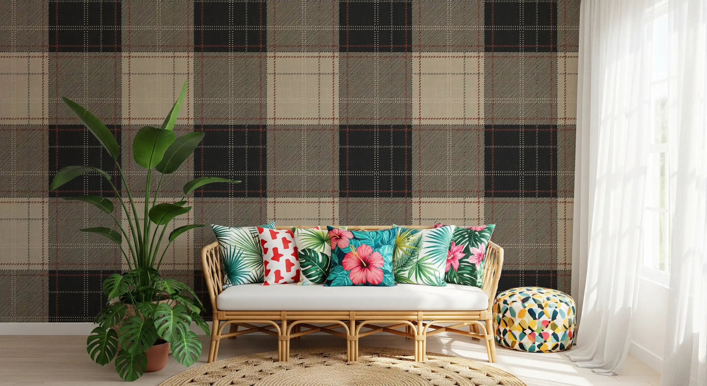 Winter Heritage - Tartan Checkerboard Plaid Block - Bold High Contrast Wallpaper⁠