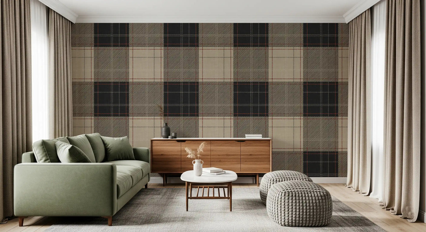 Winter Heritage - Tartan Checkerboard Plaid Block - Bold High Contrast Wallpaper⁠