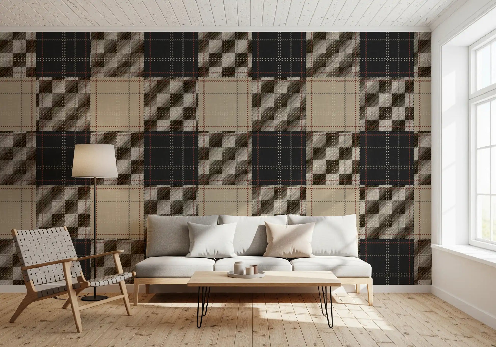 Winter Heritage - Tartan Checkerboard Plaid Block - Bold High Contrast Wallpaper⁠