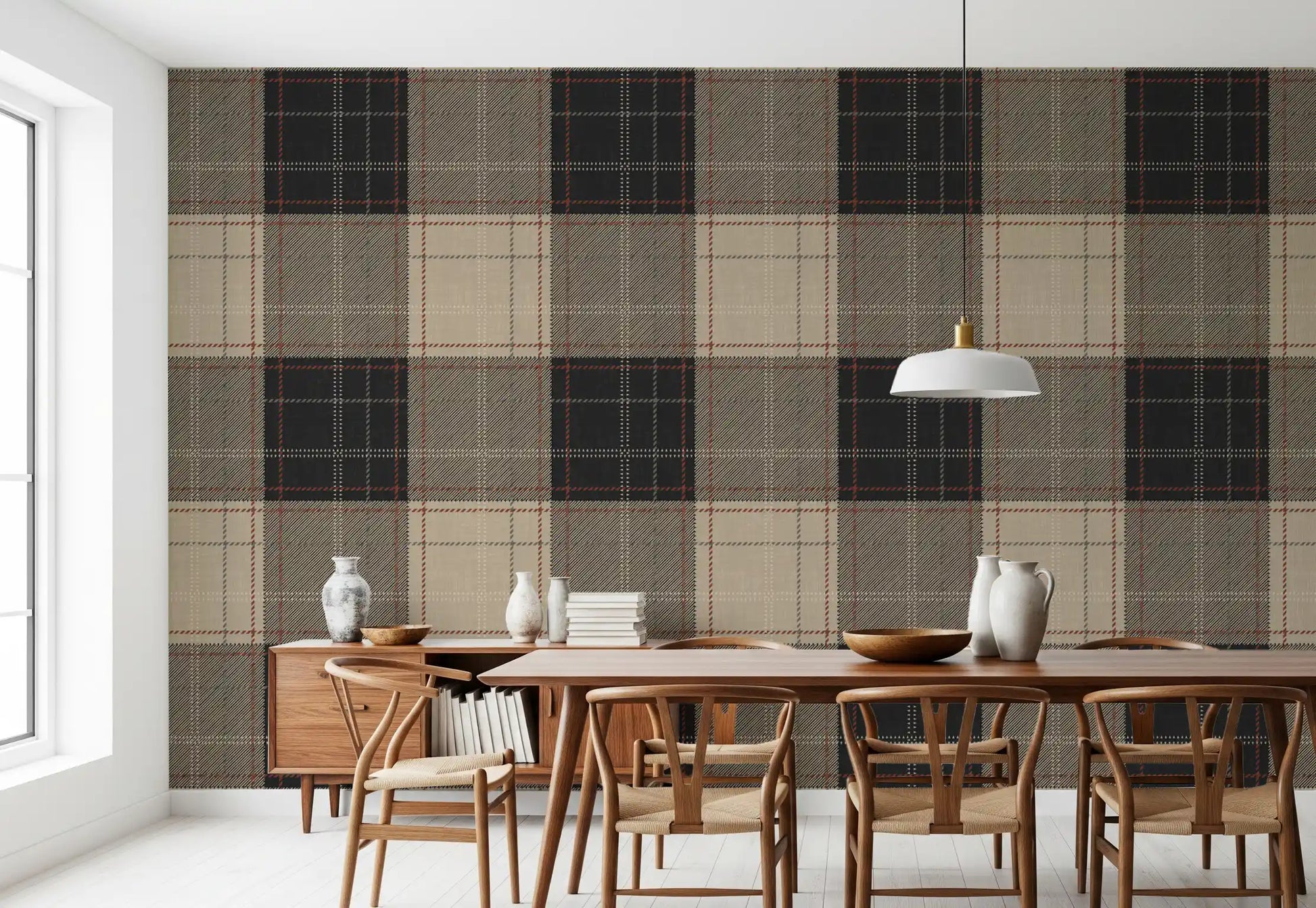 Winter Heritage - Tartan Checkerboard Plaid Block - Bold High Contrast Wallpaper⁠