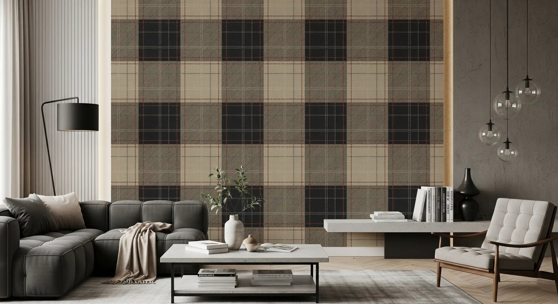 Winter Heritage - Tartan Checkerboard Plaid Block - Bold High Contrast Wallpaper⁠