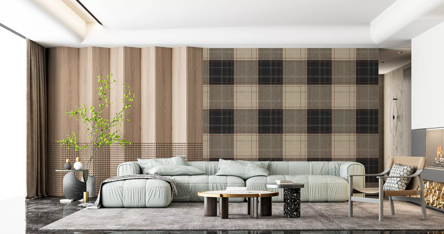Winter Heritage - Tartan Checkerboard Plaid Block - Bold High Contrast Wallpaper⁠