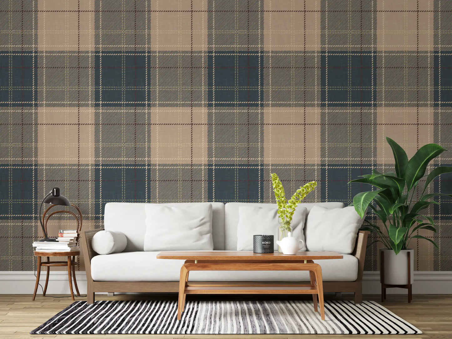 Winter Heritage - Tartan Checkerboard Plaid Block - Crisp Indigo Tint Wallpaper⁠