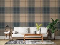 Winter Heritage - Tartan Checkerboard Plaid Block - Crisp Indigo Tint Wallpaper⁠