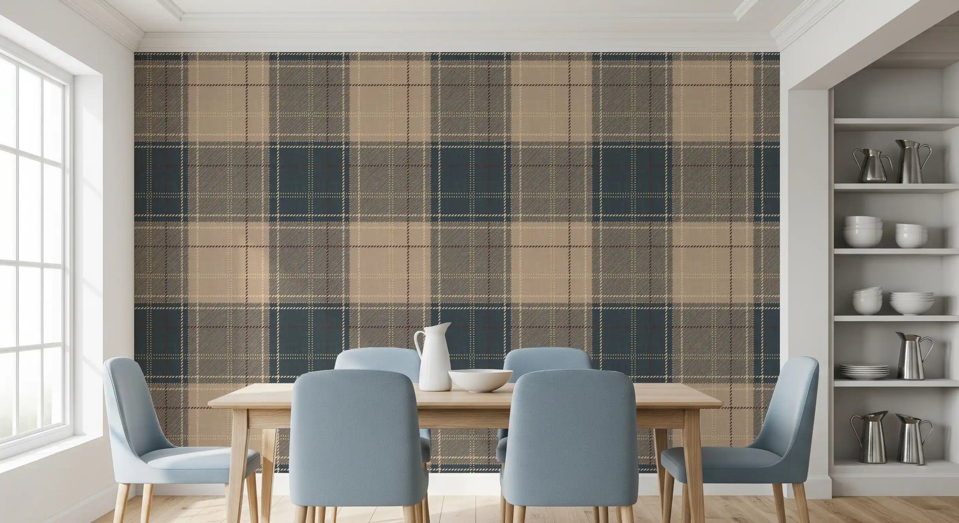 Winter Heritage - Tartan Checkerboard Plaid Block - Crisp Indigo Tint Wallpaper⁠