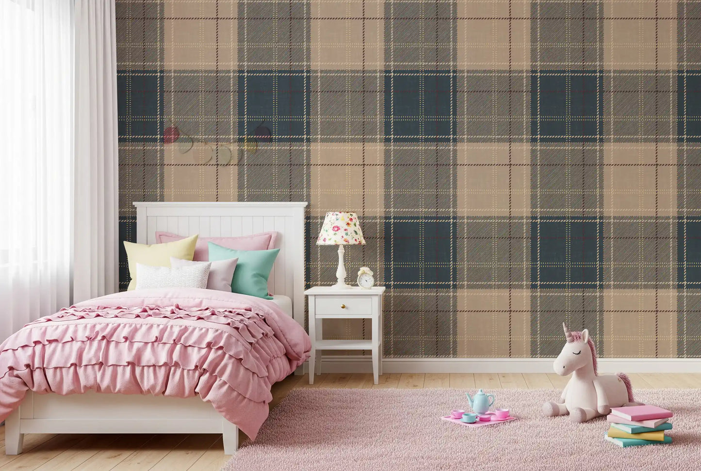 Winter Heritage - Tartan Checkerboard Plaid Block - Crisp Indigo Tint Wallpaper⁠