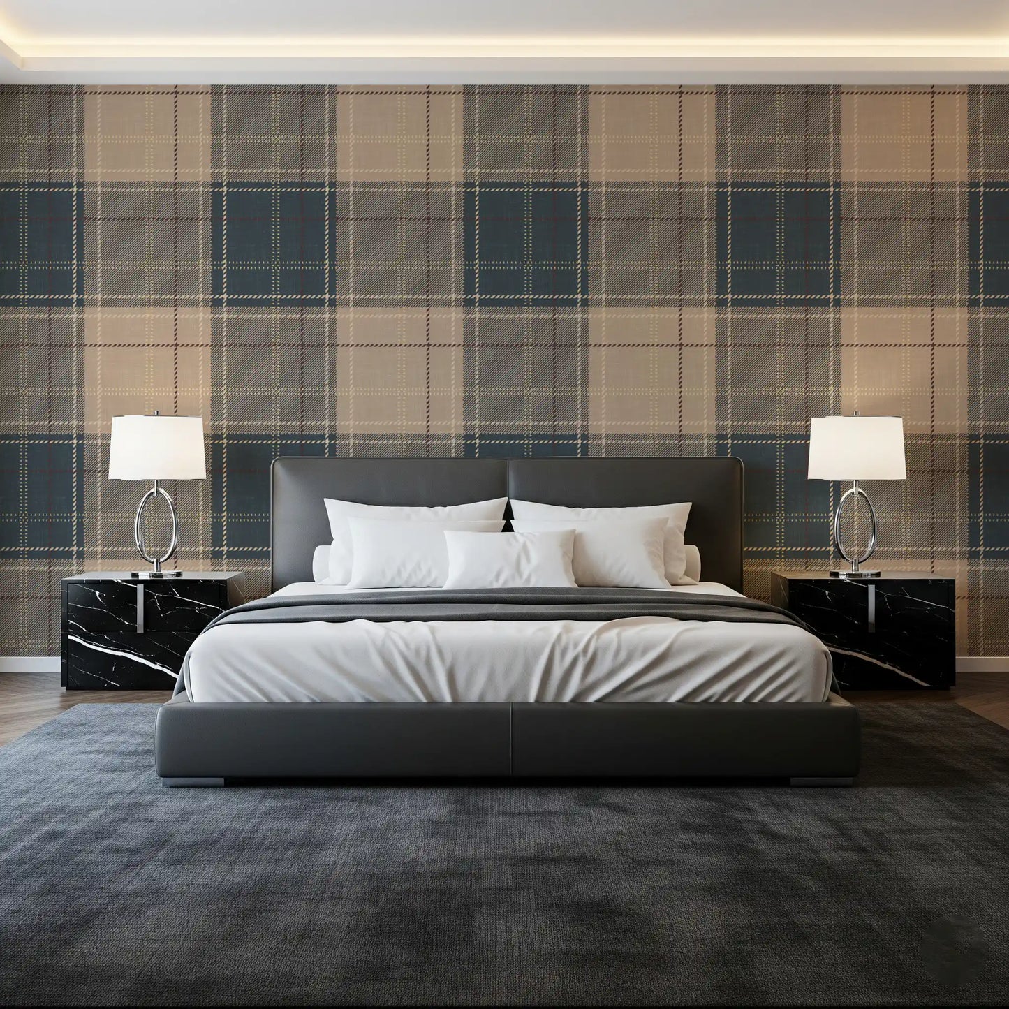 Winter Heritage - Tartan Checkerboard Plaid Block - Crisp Indigo Tint Wallpaper⁠