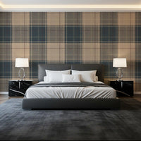 Winter Heritage - Tartan Checkerboard Plaid Block - Crisp Indigo Tint Wallpaper⁠