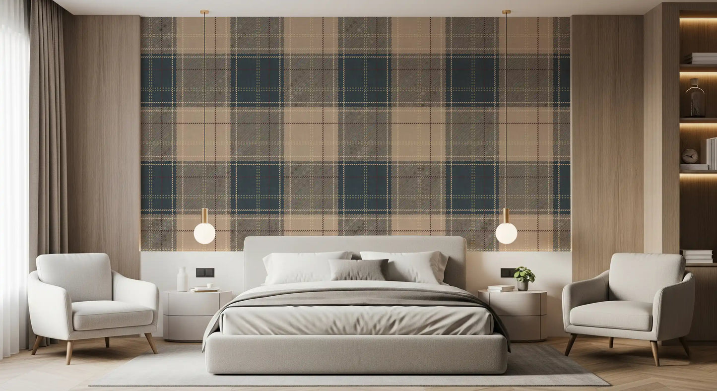 Winter Heritage - Tartan Checkerboard Plaid Block - Crisp Indigo Tint Wallpaper⁠