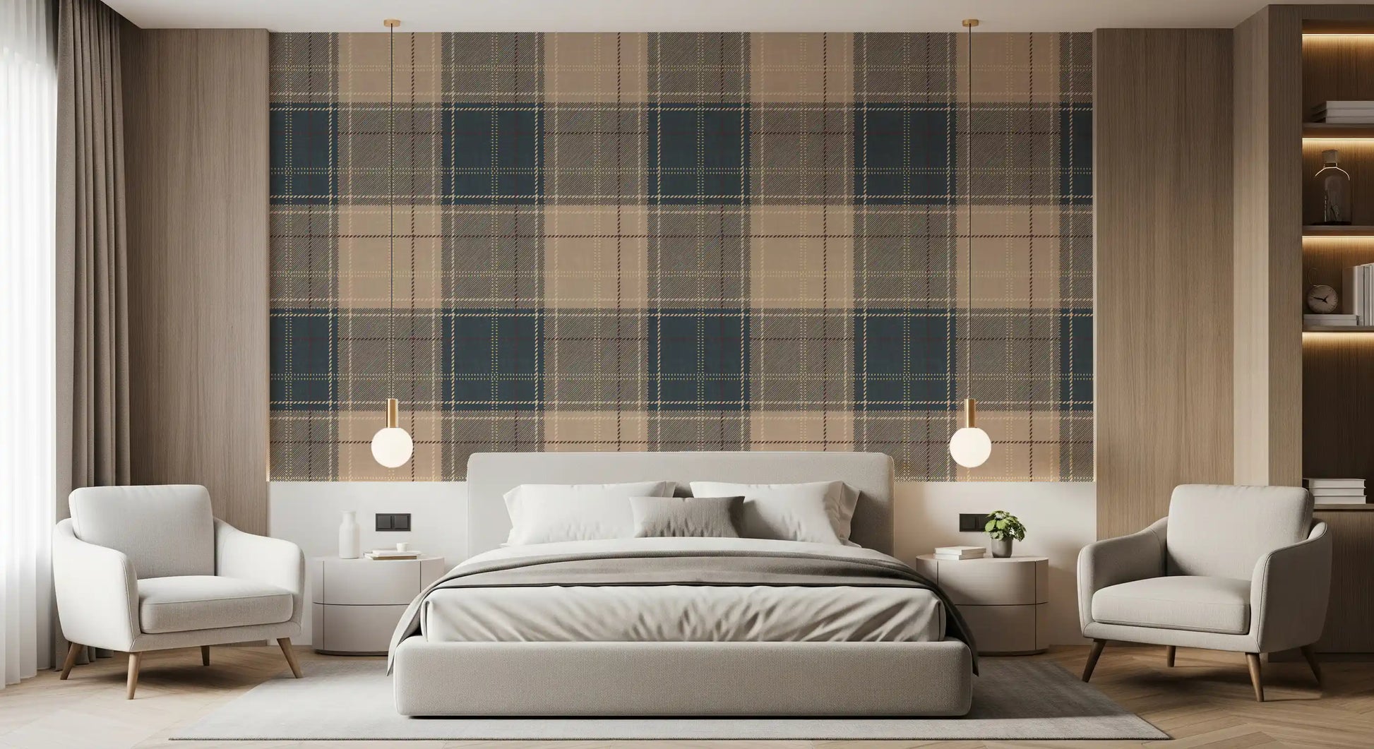 Winter Heritage - Tartan Checkerboard Plaid Block - Crisp Indigo Tint Wallpaper⁠
