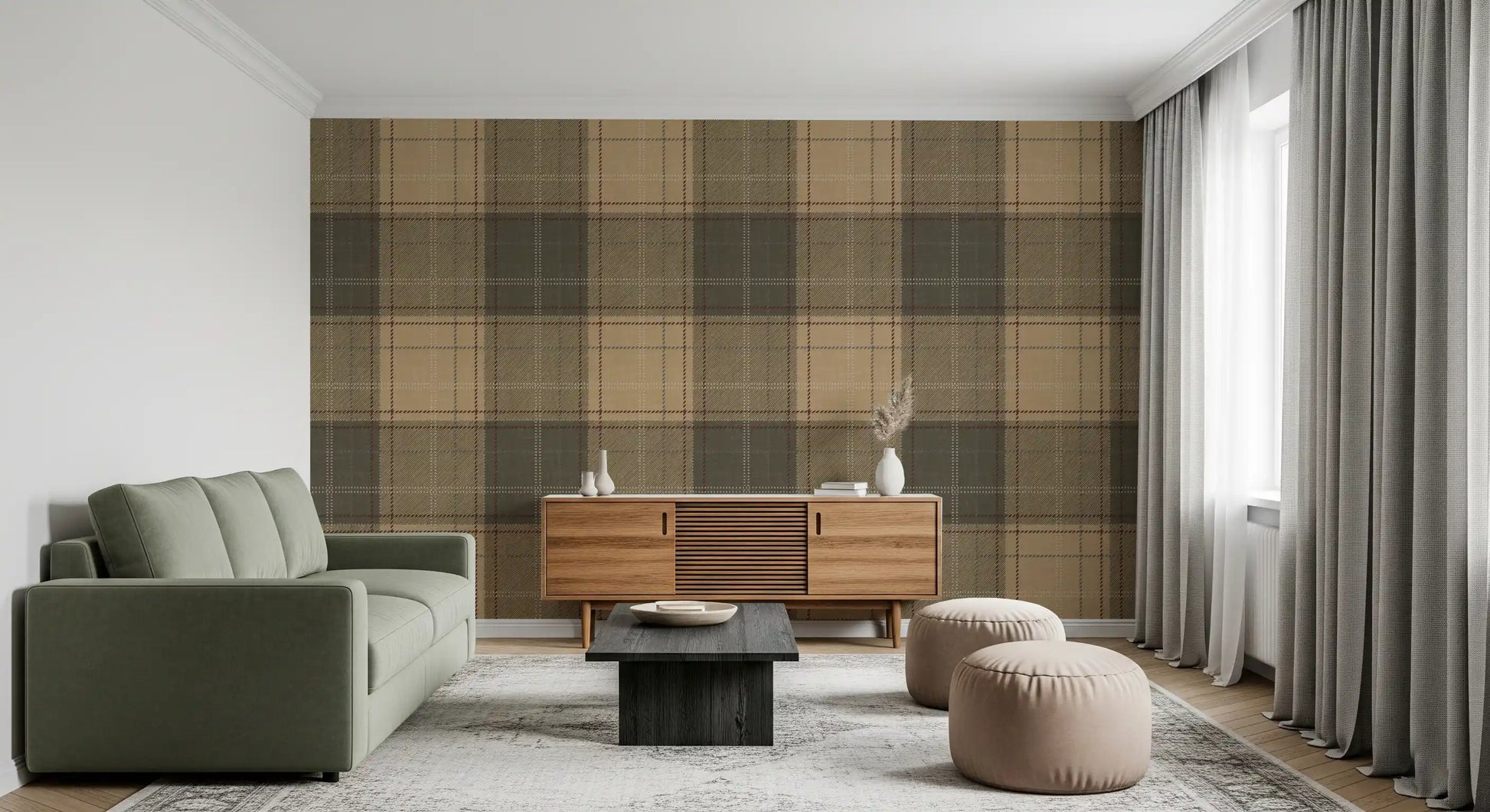 Winter Heritage - Tartan Checkerboard Plaid Block - Warm Earth Shade Wallpaper⁠